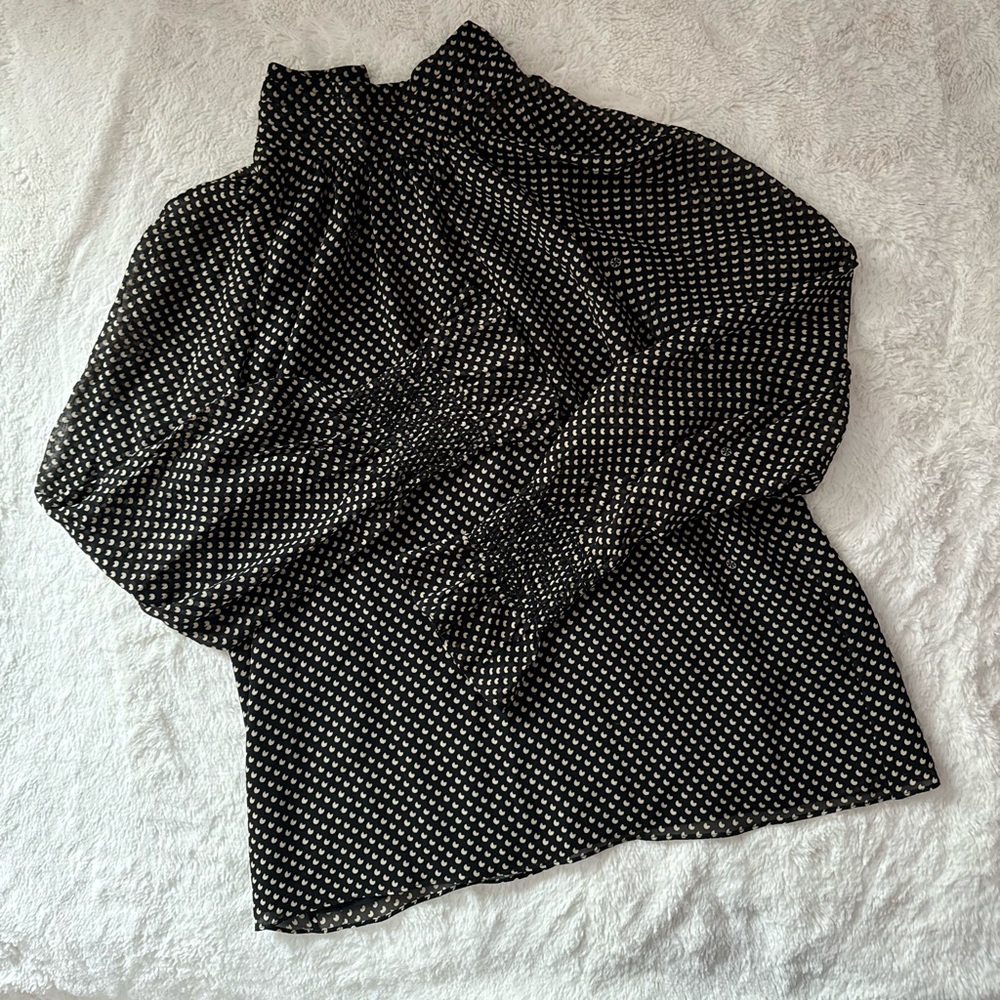 Tory Burch Black and Cream Patterned Top